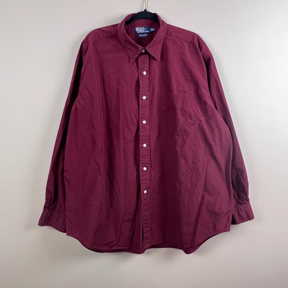 Polo Ralph Lauren Lowell Sport Maroon Plum Men’s Long Sleeve Button Down XXL